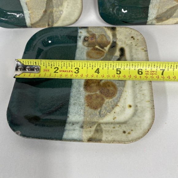 Studio Art Pottery Set Of 3 Glazed Earthy Boho Small Plates Signed Hutten - Picture 5 of 8